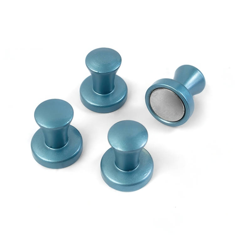 Magnet med knop 4-pak, Sølvblå