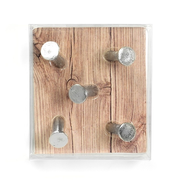 Magneter i form af søm, 5 stk., NAIL, Ø 1,5 x H 2,8 cm, Sølv