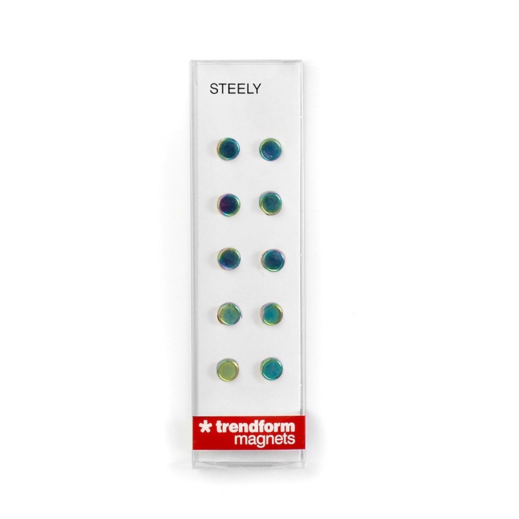 Rund minimagnet 10-pak, Regnbuemetal