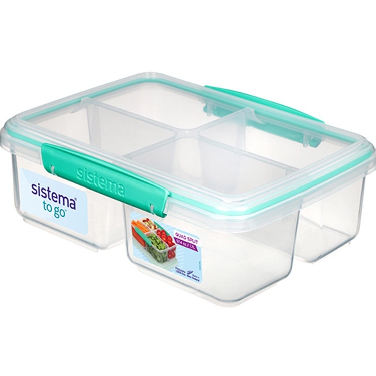 Madkasse med 4 rum 1,74L, Sistema, Mint