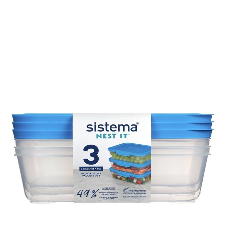 Madkasse i plast 3-pak, 1,5L, Sistema