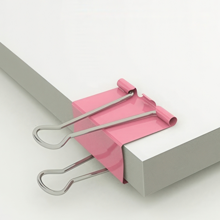 Papirclips, 12 stk. FOLDBACK CLIPS L, 41 mm, Pink