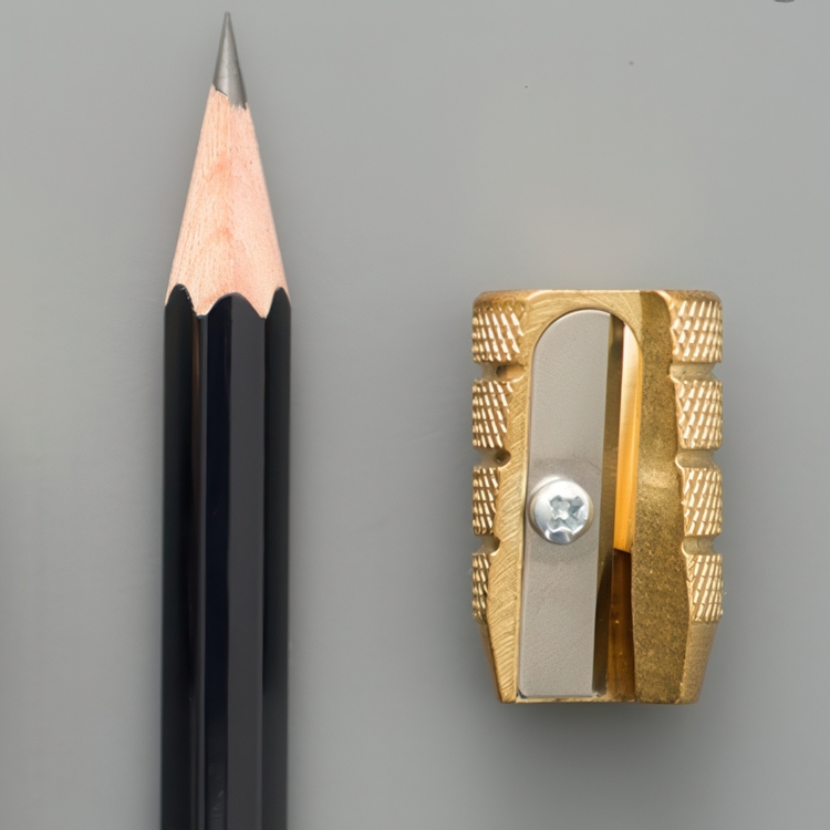 Blyantspidser i metal, lille, M+R, SINGLE, messing
