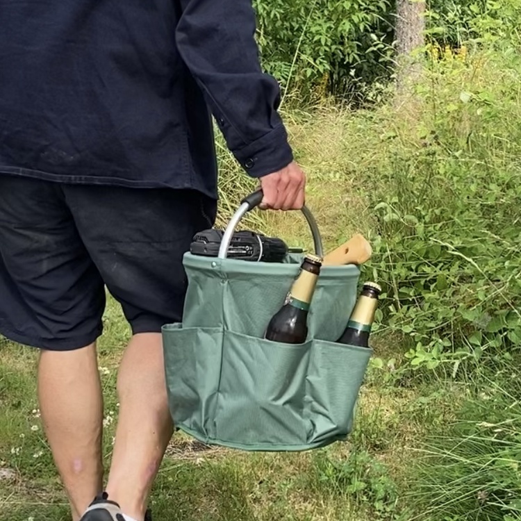 Sammenfoldelig kurv med opbevaringslommer, 28 cm