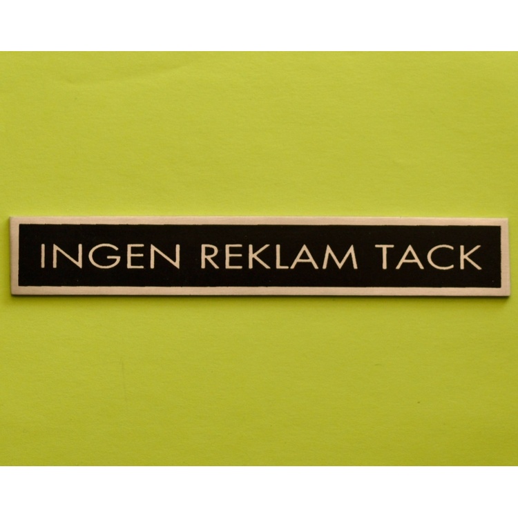 Metalskilt, Ingen reklame tak, Sort