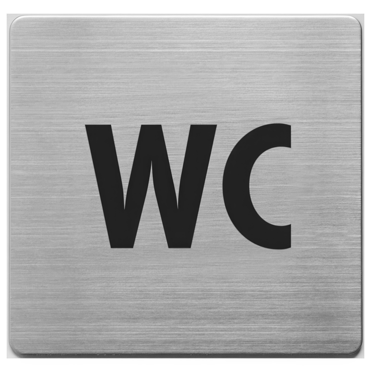 WC-skilt i rustfrit stål, 9x9 cm