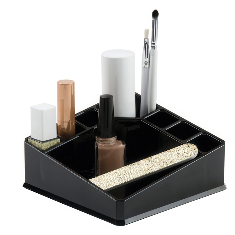 Makeup-holder med 8 rum, CONFIGURABLE, 22 x 13 x H 8 cm, Sort