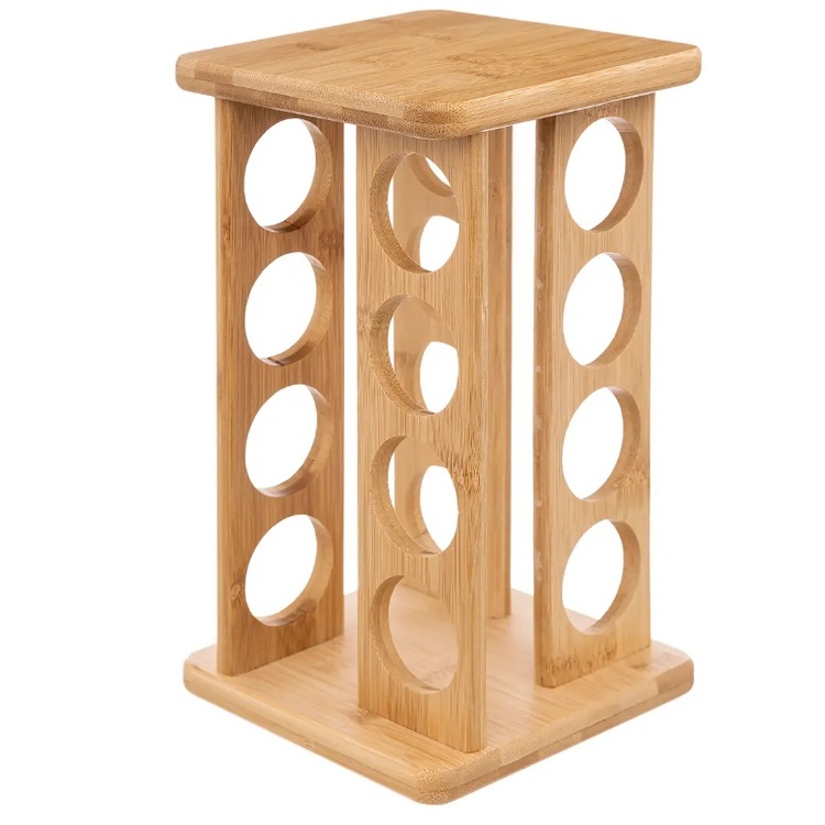 Roterende krydderireol med 16 glas, bambus