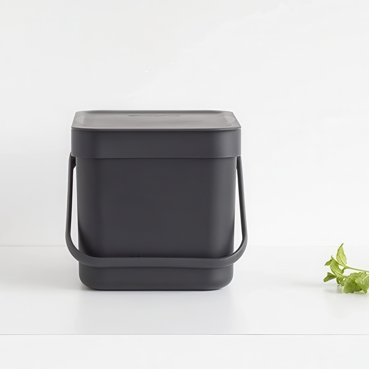 Affaldsspand med låg og håndtag 6L, Brabantia, Mørkegrå