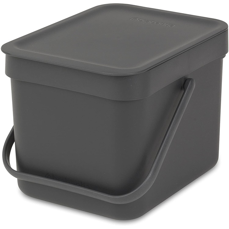Affaldsspand med låg og håndtag 6L, Brabantia, Mørkegrå