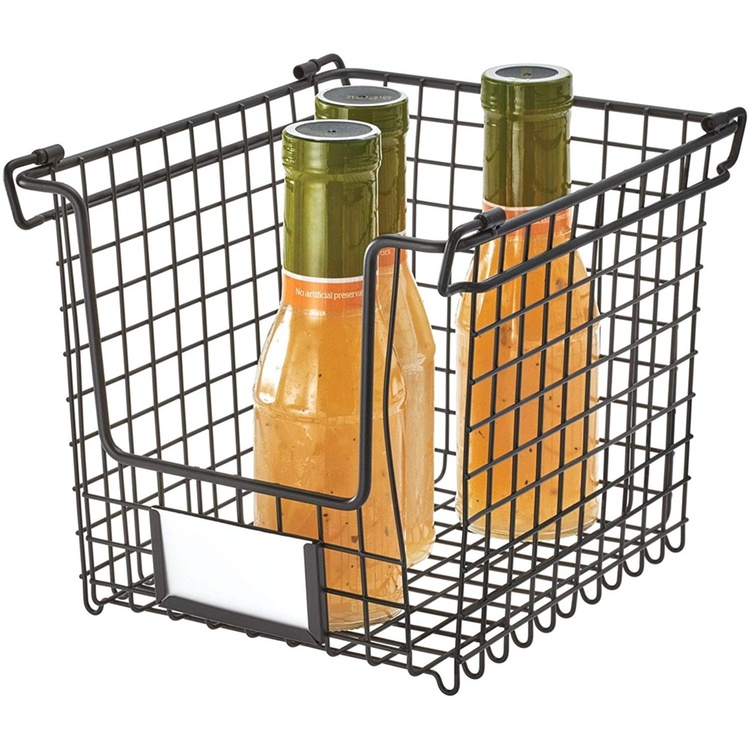 Stabelbar metalkurv med etiketholder, Small Sort