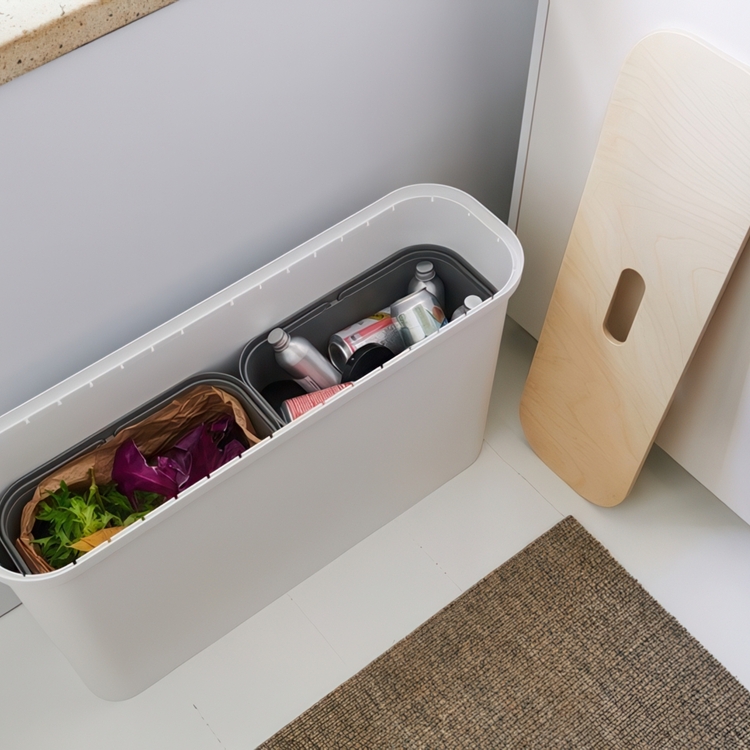 Smal genbrugsstation med låg og 2 indsatser, SmartStore