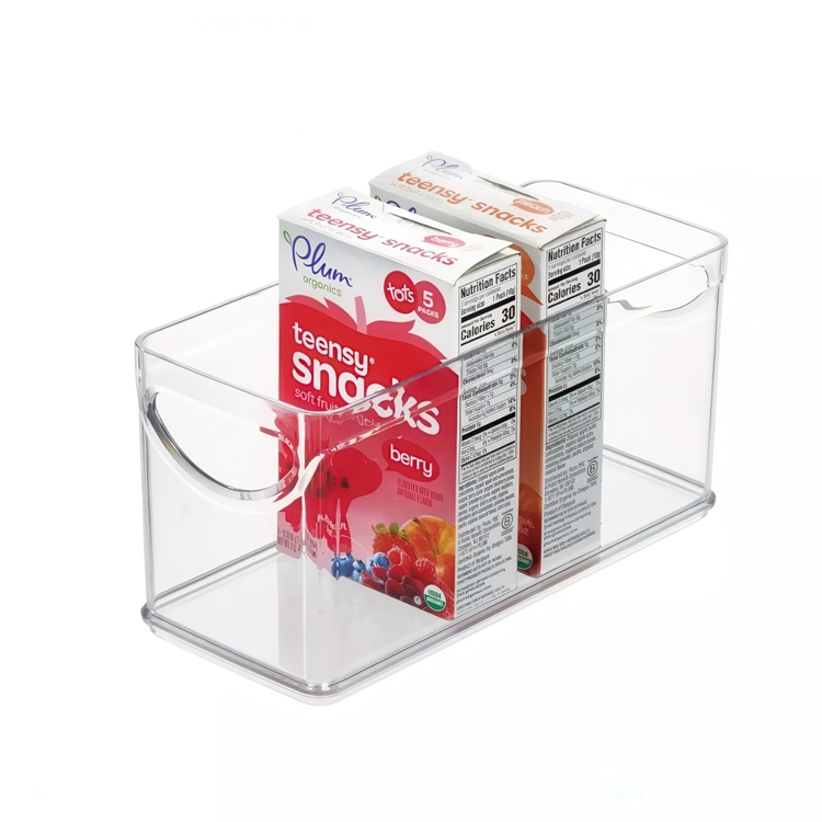 Åben kasse, stabelbar, smal, RPET CABINET BIN, 25,4 x 10,8 x H 12,7 cm, transparent