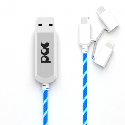 USB-kabel med synlig strøm, Trippel Blå i gruppen Hjem / Elektronik / Kabler og adaptere hos SmartaSaker.se (12371-B)