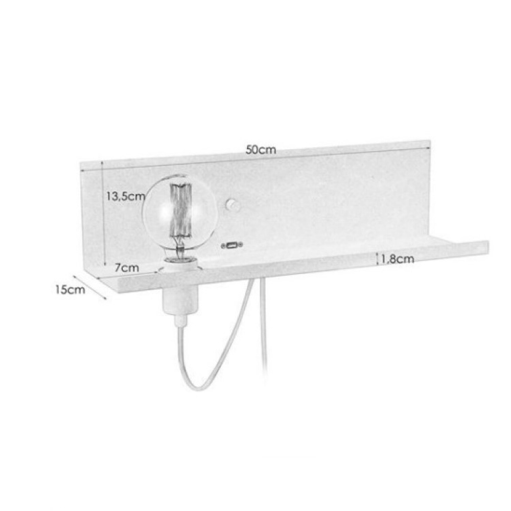 Hylde med lampeholder, lysdæmper og USB i gruppen Belysning / Indendørsbelysning / Lamper hos SmartaSaker.se (13405)