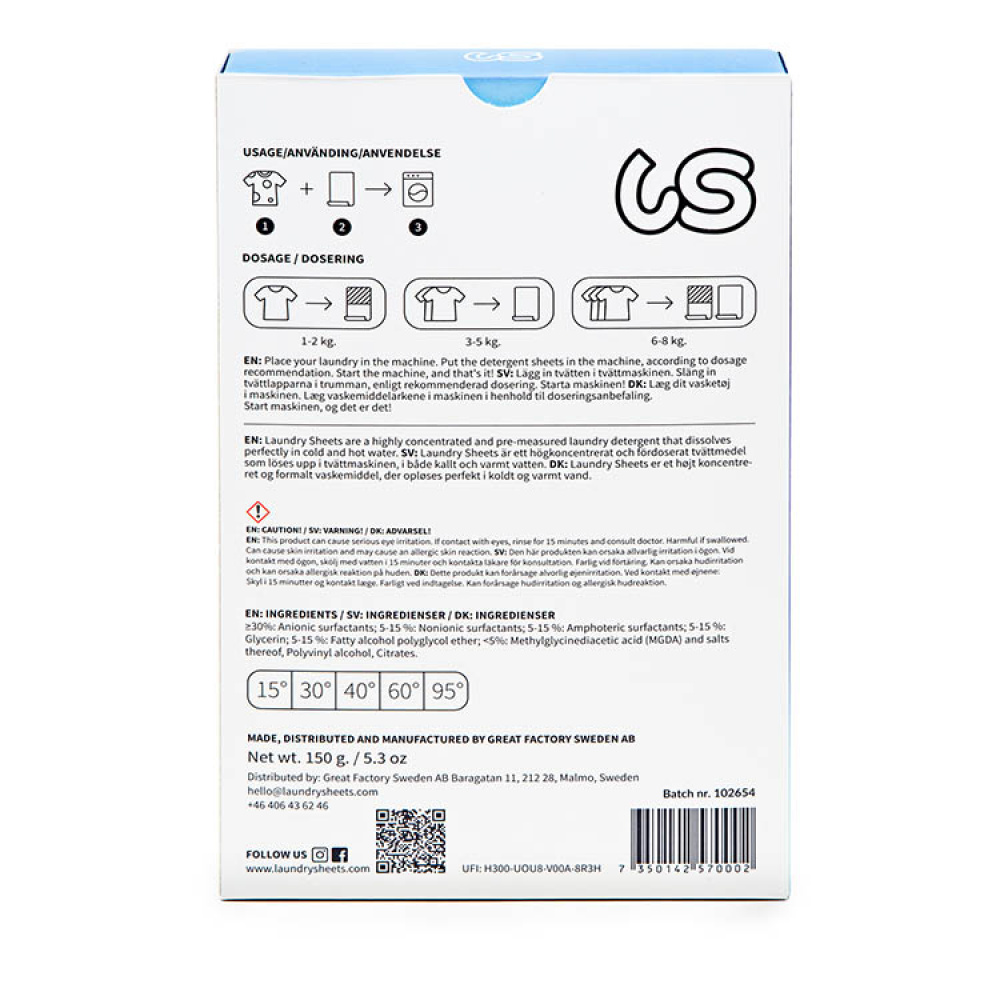 Vaskemiddel-ark Laundry Sheet i gruppen Hjem / Rengøring & Vasketøj hos SmartaSaker.se (14005)