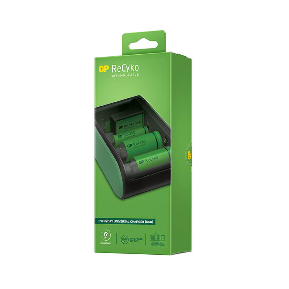 Universal batterioplader, GP ReCyko i gruppen Hjem / Elektronik / Forbrugerelektronik hos SmartaSaker.se (14487)