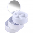 Æske med spejl, COSMETIC TOWER, Ø 13 x H14 cm, Hvid