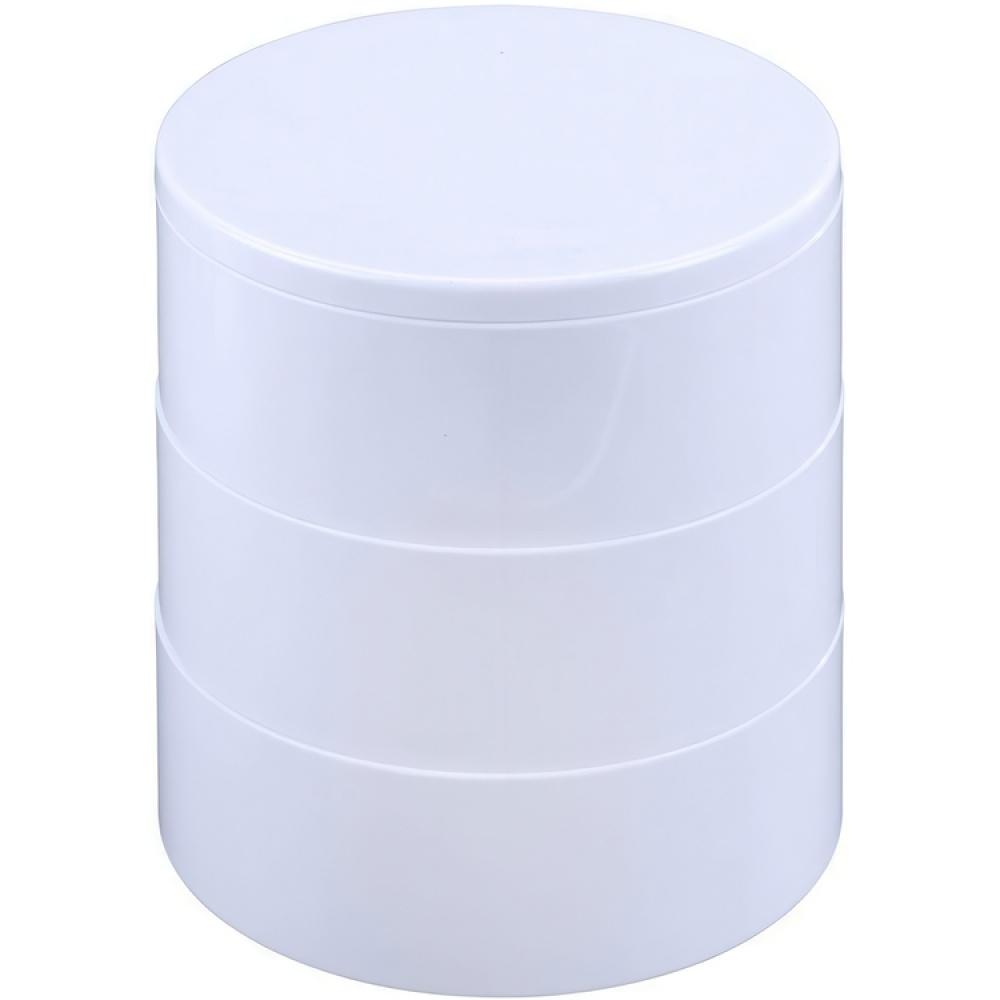 Æske med spejl, COSMETIC TOWER, Ø 13 x H14 cm, Hvid i gruppen Opbevaring / Badeværelsesopbevaring / Makeupopbevaring hos SmartaSaker.se (40033)