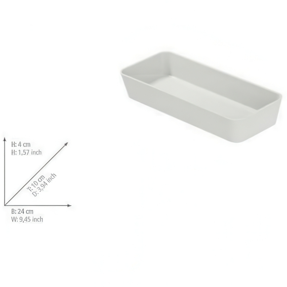 Aflang opbevaringsbakke / skuffeindsats, GOM SOFT TOUCH, 24 x 10 x H 4 cm, Hvid i gruppen Opbevaring / Opbevaringskasser hos SmartaSaker.se (40062)