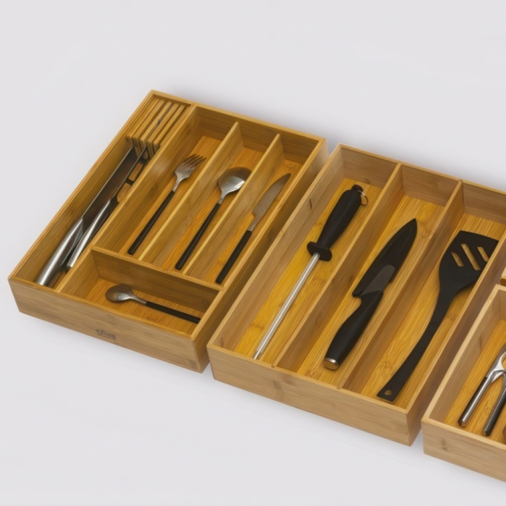 Bestikskuffe med knivholder i bambus 5 rum, 5five i gruppen Opbevaring / Køkkenopbevaring / Organiser køkkenskabe / Bestikskuffer hos SmartaSaker.se (40110)