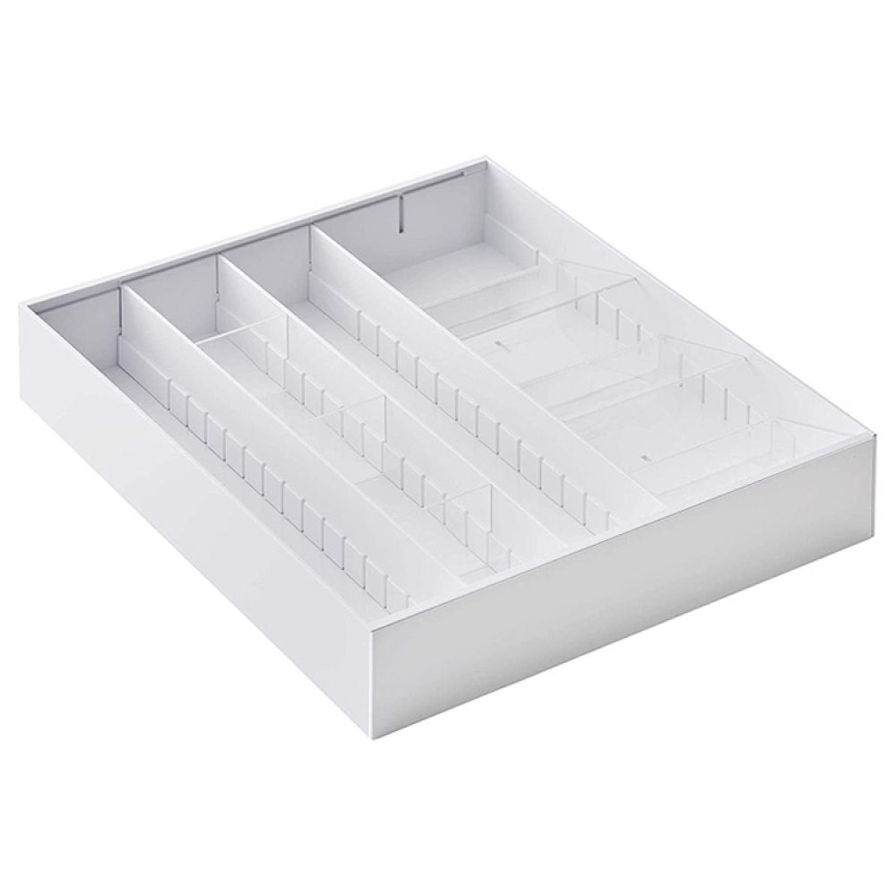 Bestikbakke, justerbar, TOWER CUTLERY CASE, Yamazaki, 35 x 30~47,5 x H 5,5 cm i gruppen Opbevaring / Køkkenopbevaring / Organiser køkkenskabe / Bestikskuffer hos SmartaSaker.se (40125)