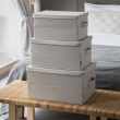 Opbevaringskasse med fast låg 38L, Bigso, Beige