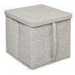 Boks i stof med låg, ORGA STORAGE BOX CUBE, 31 x 31 x H 31 cm, Beige-Grå