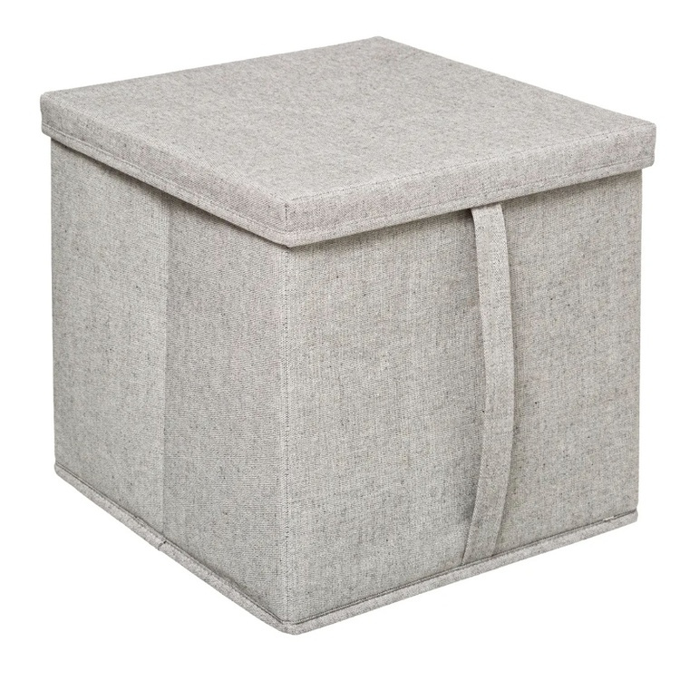 Boks i stof med låg, ORGA STORAGE BOX CUBE, 31 x 31 x H 31 cm, Beige-Grå i gruppen Opbevaring / Garderobeopbevaring hos SmartaSaker.se (40226)