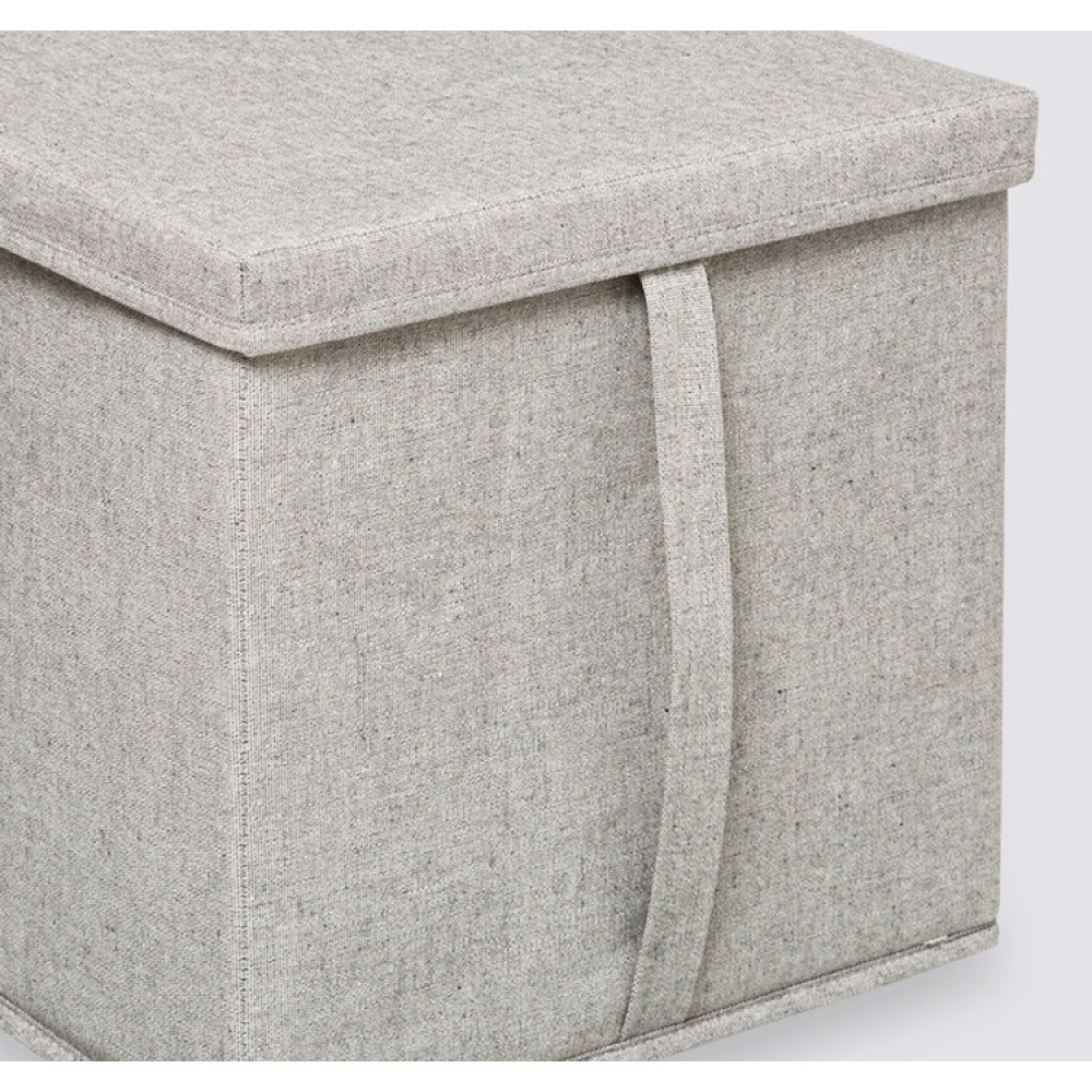 Boks i stof med låg, ORGA STORAGE BOX CUBE, 31 x 31 x H 31 cm, Beige-Grå i gruppen Opbevaring / Garderobeopbevaring hos SmartaSaker.se (40226)