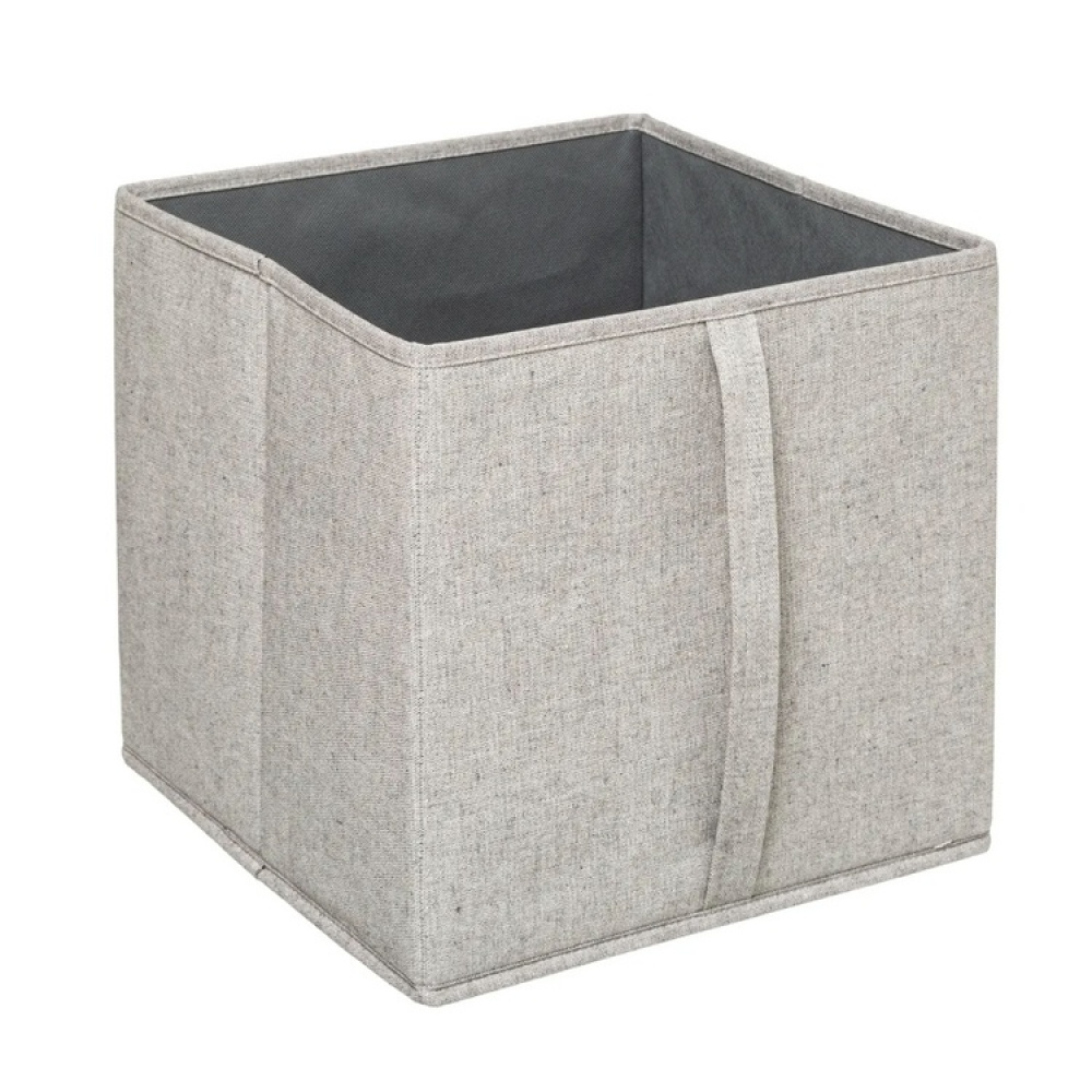 Boks i stof med låg, ORGA STORAGE BOX CUBE, 31 x 31 x H 31 cm, Beige-Grå i gruppen Opbevaring / Garderobeopbevaring hos SmartaSaker.se (40226)