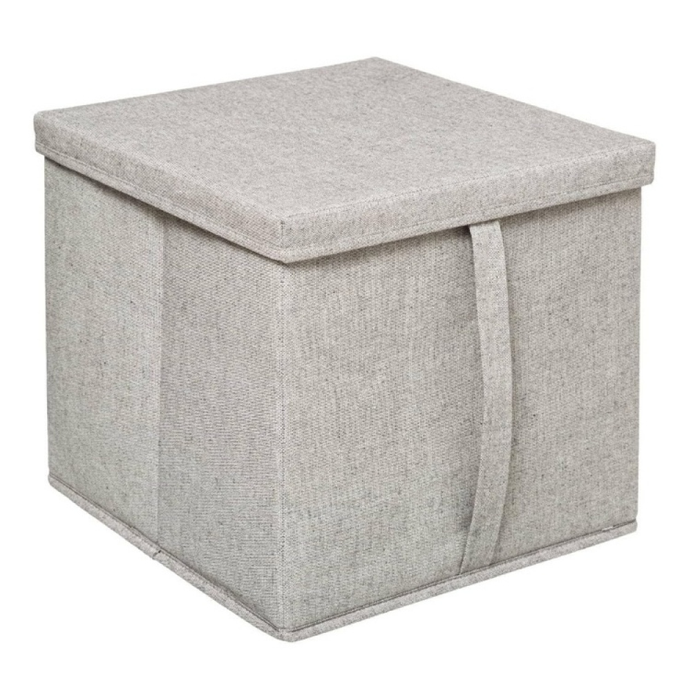 Boks i stof med låg, ORGA STORAGE BOX CUBE, 31 x 31 x H 31 cm, Beige-Grå i gruppen Opbevaring / Garderobeopbevaring hos SmartaSaker.se (40226)