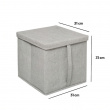 Boks i stof med låg, ORGA STORAGE BOX CUBE, 31 x 31 x H 31 cm, Beige-Grå