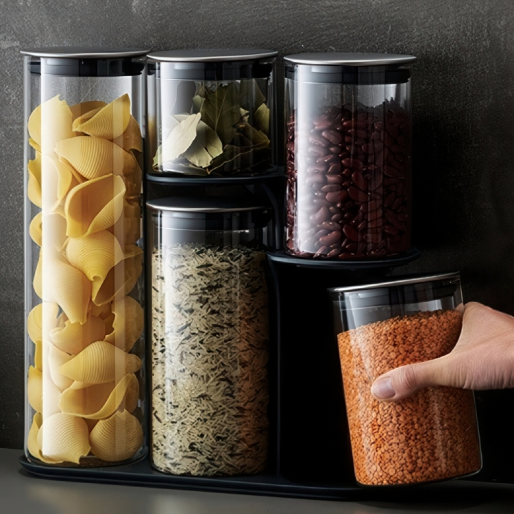 Opbevaringsglas med stativ 5 dele, Joseph Joseph i gruppen Opbevaring / Køkkenopbevaring / Opbevaringsbeholdere hos SmartaSaker.se (40341)