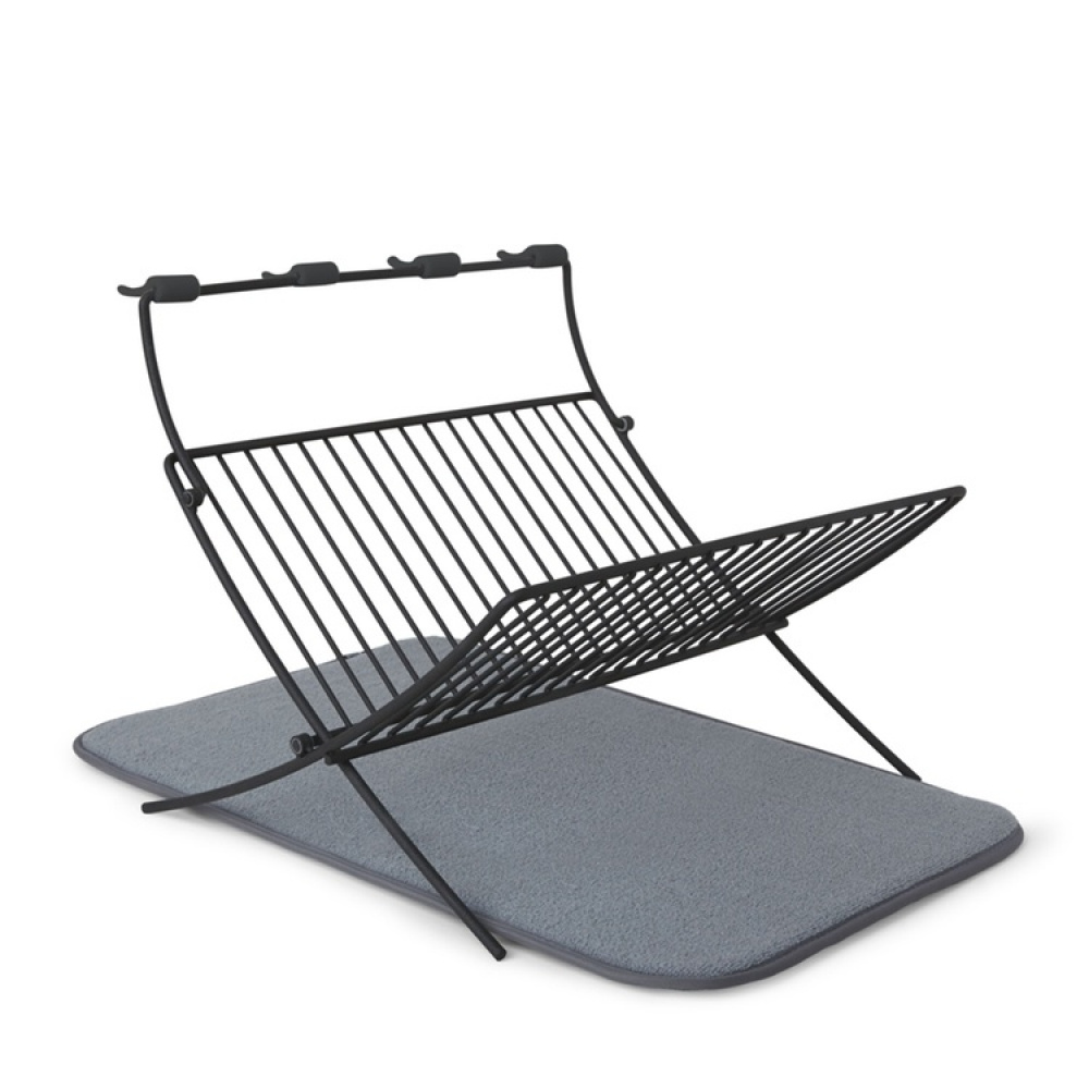 Opvaskestativ med glasophæng og tørremåtte, XDRY, 51 x 37 x 31 cm, Umbra, Sort / Grå i gruppen Opbevaring / Køkkenopbevaring / Vaskestativ og vaskebænk hos SmartaSaker.se (40449)