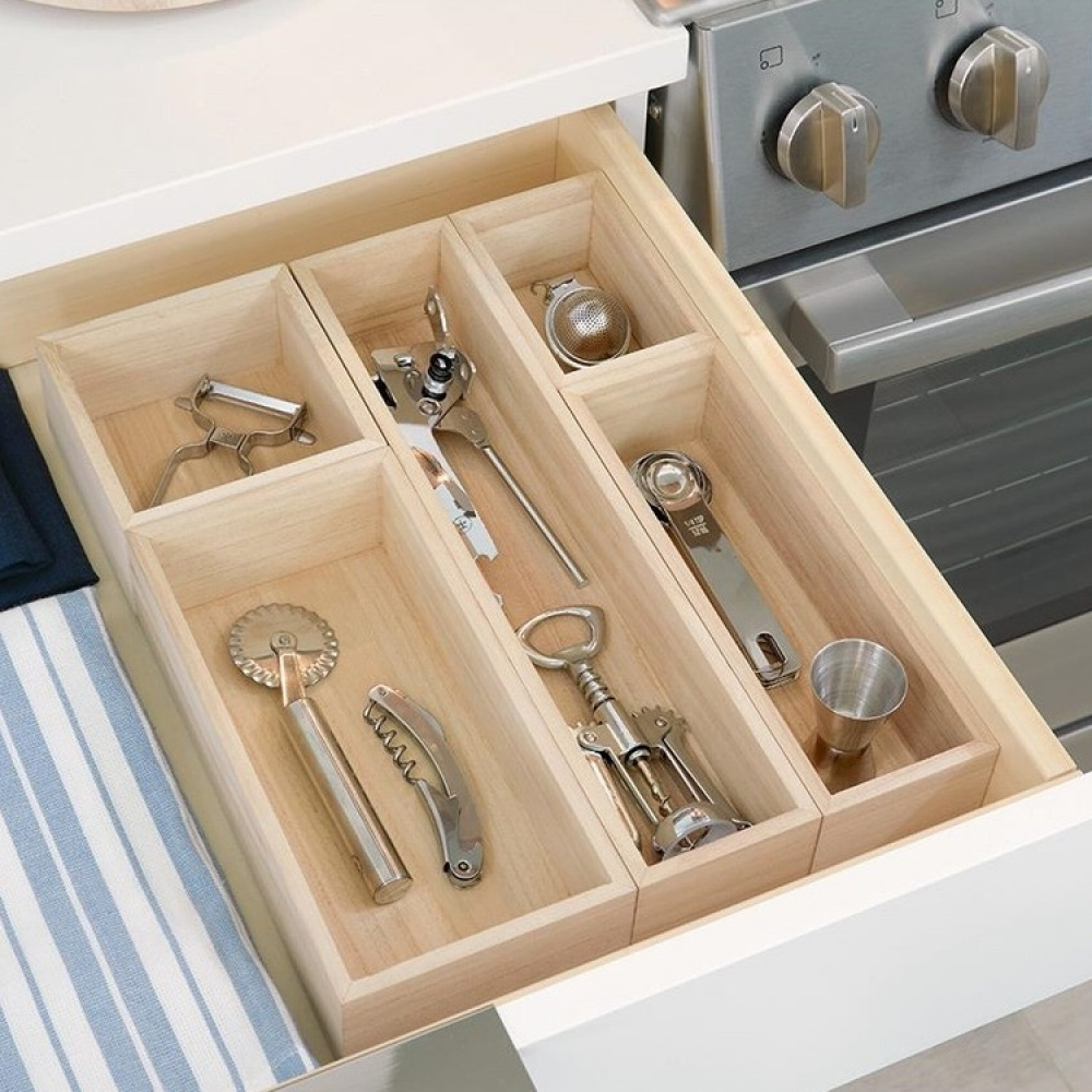 Skuffeindsats i træ, 25,4x8,6 cm, iDesign i gruppen Opbevaring / Opbevaringskasser / Småopbevaring hos SmartaSaker.se (40681)