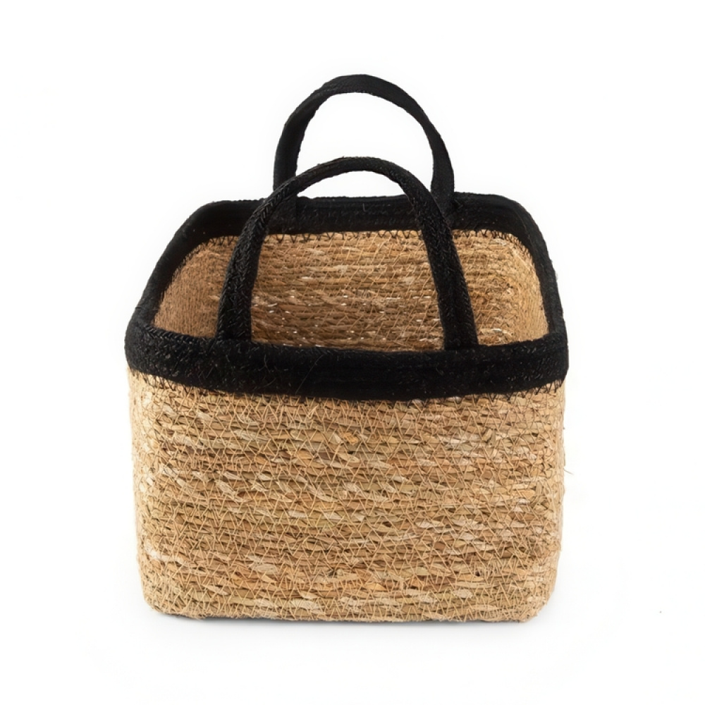Opbevaringskurv af søgræs og jute, MEDIUM PANIER DE RANGEMENT, 29 x 20 x H 15 cm, Natur / Sort i gruppen Opbevaring / Garderobeopbevaring hos SmartaSaker.se (40735)