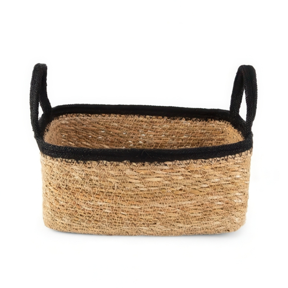 Opbevaringskurv af søgræs og jute, SMALL PANIER DE RANGEMENT, 24 x 15 x H 12 cm, Natur / Sort i gruppen Opbevaring / Garderobeopbevaring hos SmartaSaker.se (40736)
