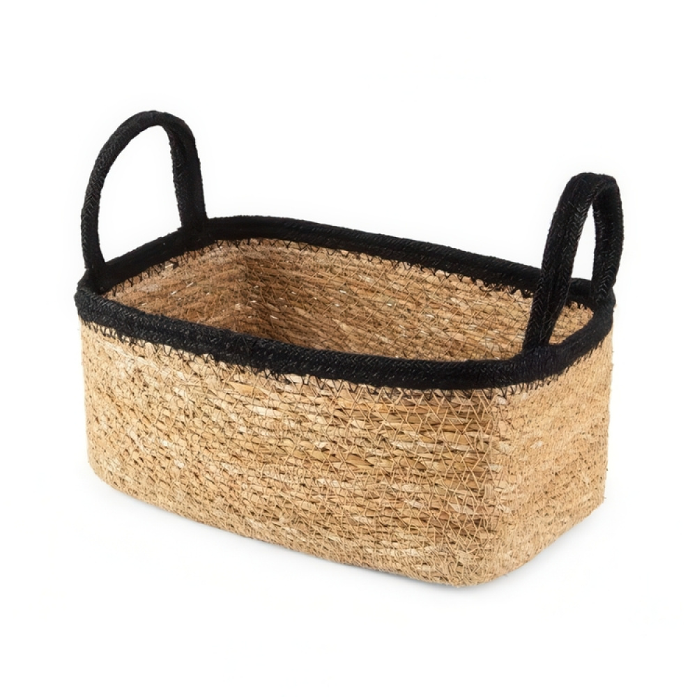 Opbevaringskurv af søgræs og jute, SMALL PANIER DE RANGEMENT, 24 x 15 x H 12 cm, Natur / Sort i gruppen Opbevaring / Garderobeopbevaring hos SmartaSaker.se (40736)