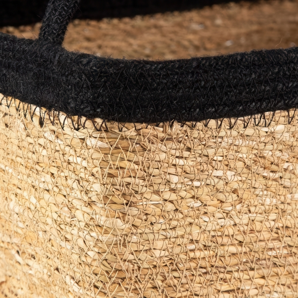 Opbevaringskurv af søgræs og jute, SMALL PANIER DE RANGEMENT, 24 x 15 x H 12 cm, Natur / Sort i gruppen Opbevaring / Garderobeopbevaring hos SmartaSaker.se (40736)