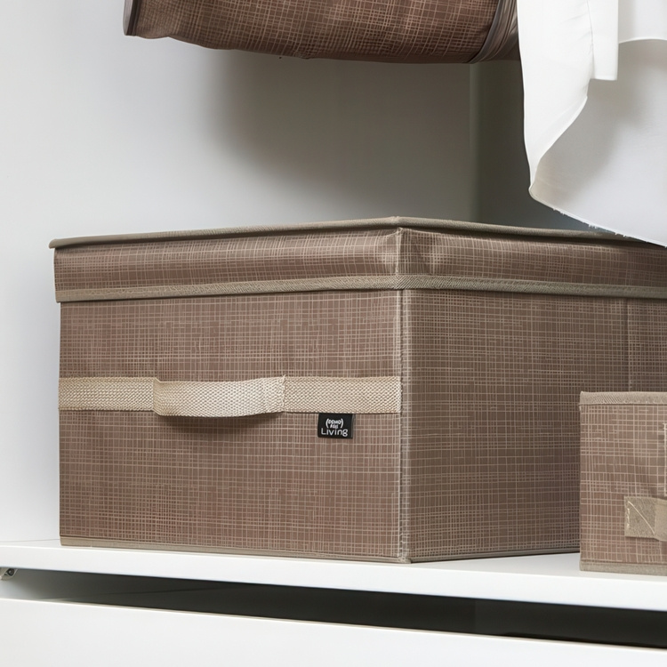 Opbevaringskasse i stof, 50x38x24 cm, Brun i gruppen Opbevaring / Opbevaringskasser hos SmartaSaker.se (40807)