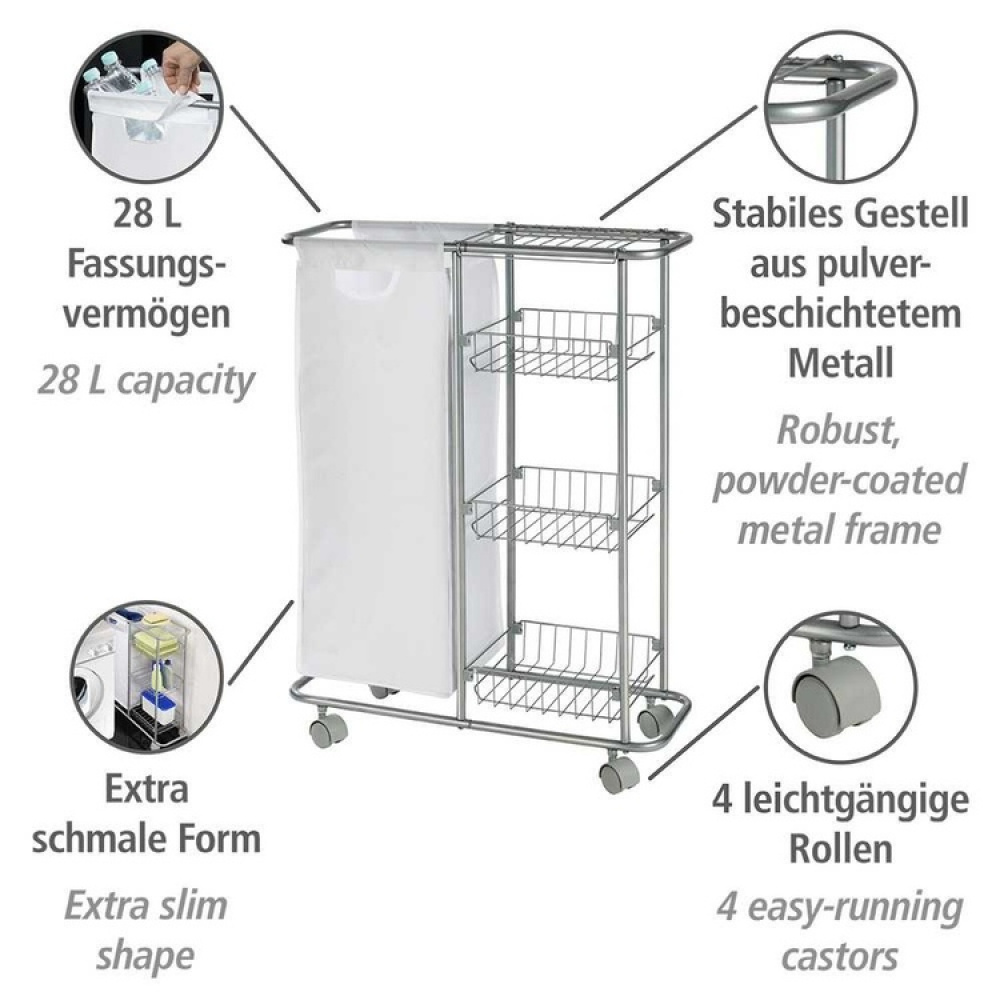 Vasketrolley med vaskepose i gruppen Opbevaring / Vask og tør / Vasketøjskurve hos SmartaSaker.se (40885)