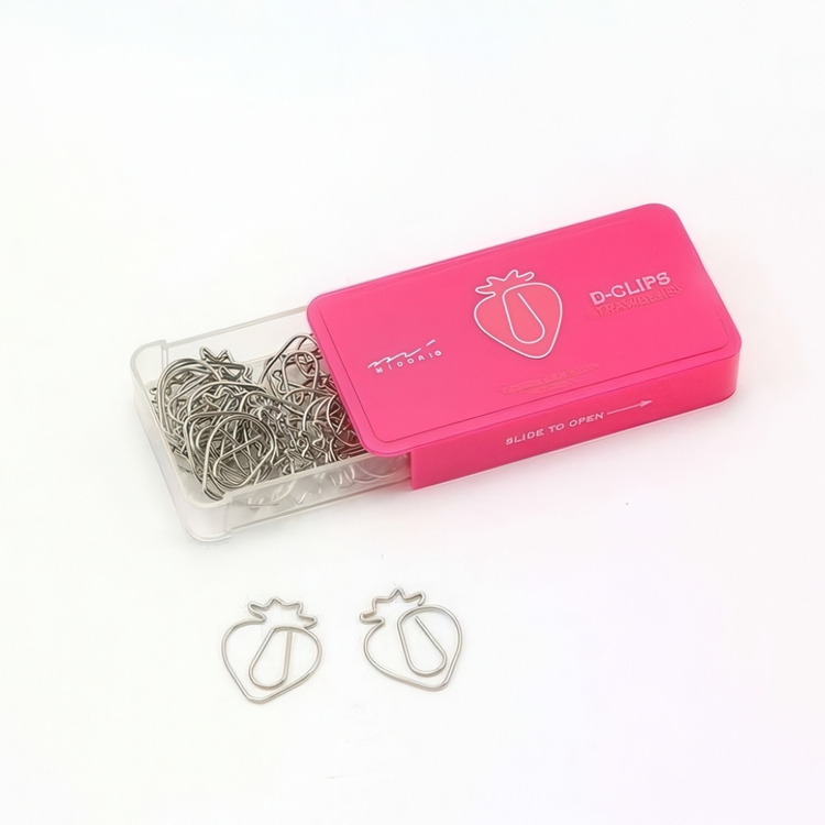 Clips, jordbær, 30 stk., D-CLIPS STRAWBERRY, Midori, Pink / sølv i gruppen Opbevaring / Kontorartikler hos SmartaSaker.se (41000)