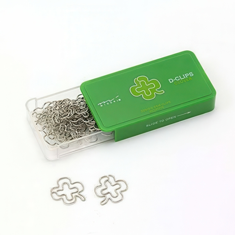 Clips, firkløver, 30 stk., D-CLIPS CLOVER, grøn / sølv i gruppen Opbevaring / Kontorartikler hos SmartaSaker.se (41001)