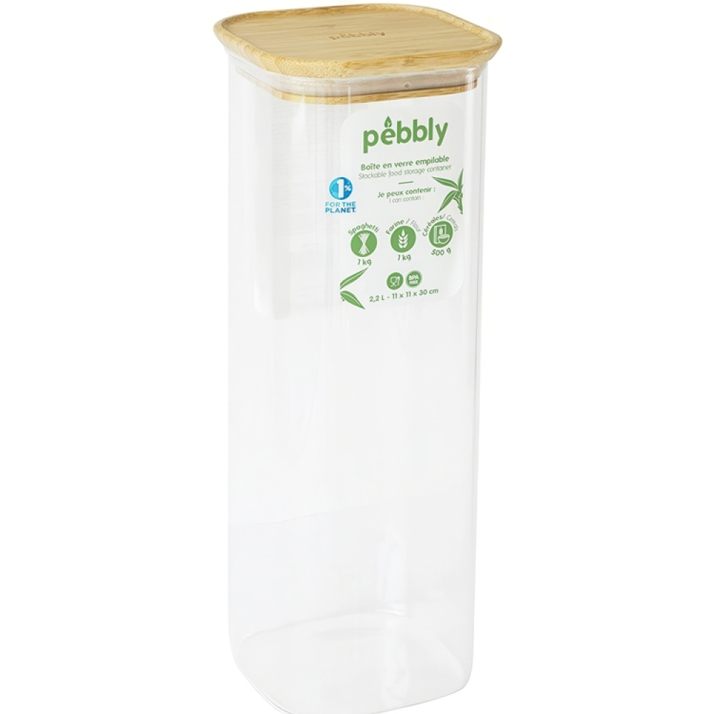 Høj glaskrukke med bambuslåg 2,2L, Pebbly i gruppen Opbevaring / Køkkenopbevaring / Opbevaringsbeholdere hos SmartaSaker.se (41008)