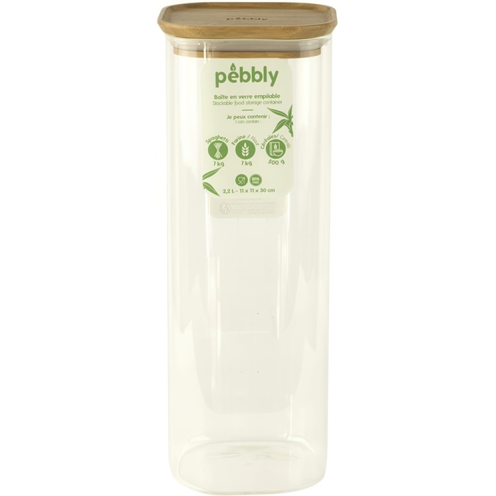 Høj glaskrukke med bambuslåg 2,2L, Pebbly i gruppen Opbevaring / Køkkenopbevaring / Opbevaringsbeholdere hos SmartaSaker.se (41008)