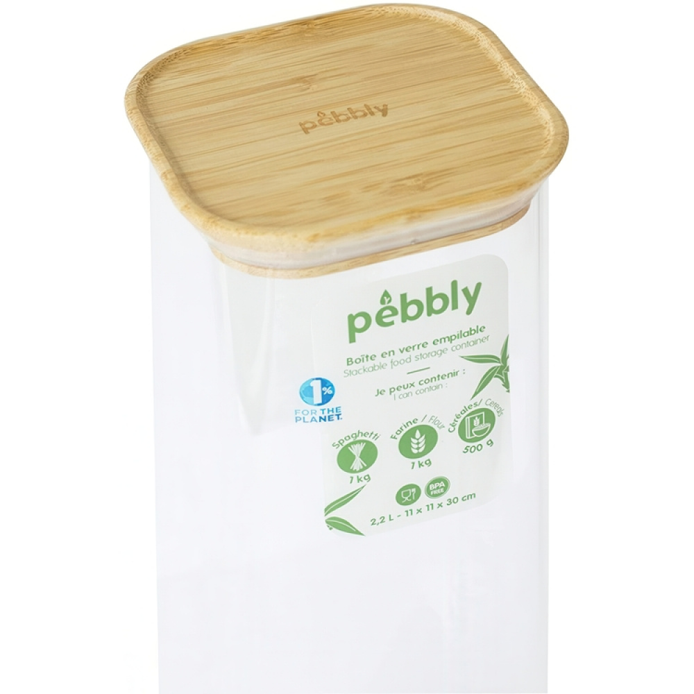 Høj glaskrukke med bambuslåg 2,2L, Pebbly i gruppen Opbevaring / Køkkenopbevaring / Opbevaringsbeholdere hos SmartaSaker.se (41008)