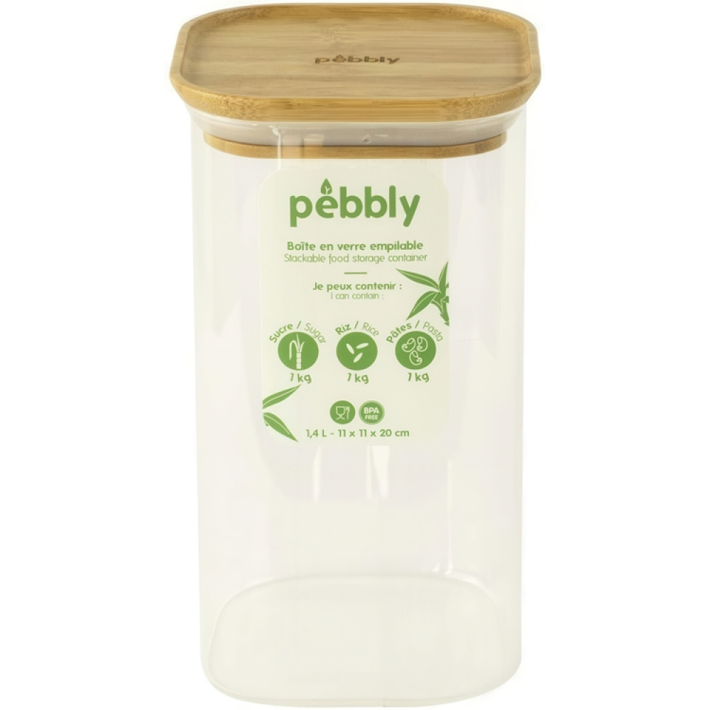 Glaskrukke med bambuslåg 1,4L, Pebbly i gruppen Opbevaring / Køkkenopbevaring / Opbevaringsbeholdere hos SmartaSaker.se (41018)
