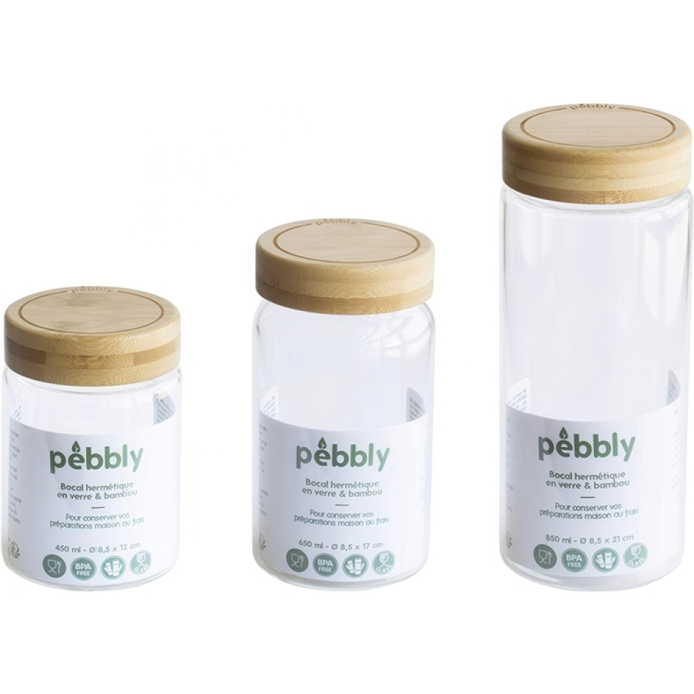 Glaskrukke med bambuslåg 0,85 L, Pebbly i gruppen Opbevaring / Køkkenopbevaring / Madkasser hos SmartaSaker.se (41022)
