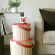 Spand med låg 20L, Omnioutil, Beige/Rød
